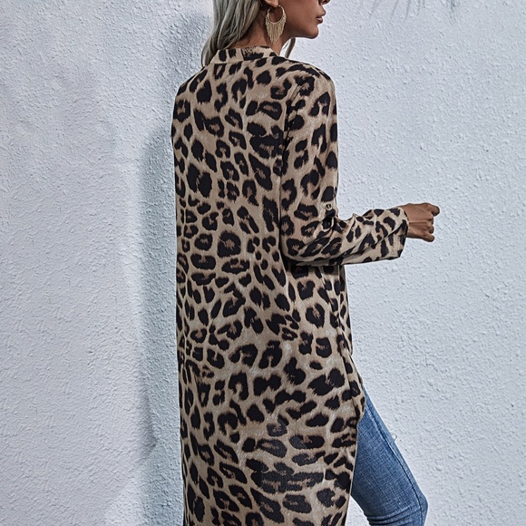 Boho Leopard Print High Low Tunic Top - Picture 5 of 5